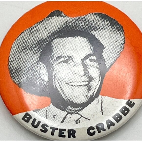Vintage Buster Crabbe Pin Old Western Cowboy Pinback Button Movie Star - Picture 4 of 5